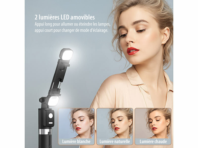 Trépied smartphone et perche à selfie 170 cm avec déclencheur à