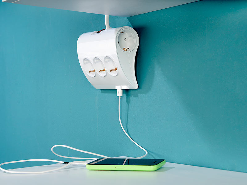 TESSAN Multiprise Murale Française 4 Sortie AC Avec 3 Ports USB, 7 En 1