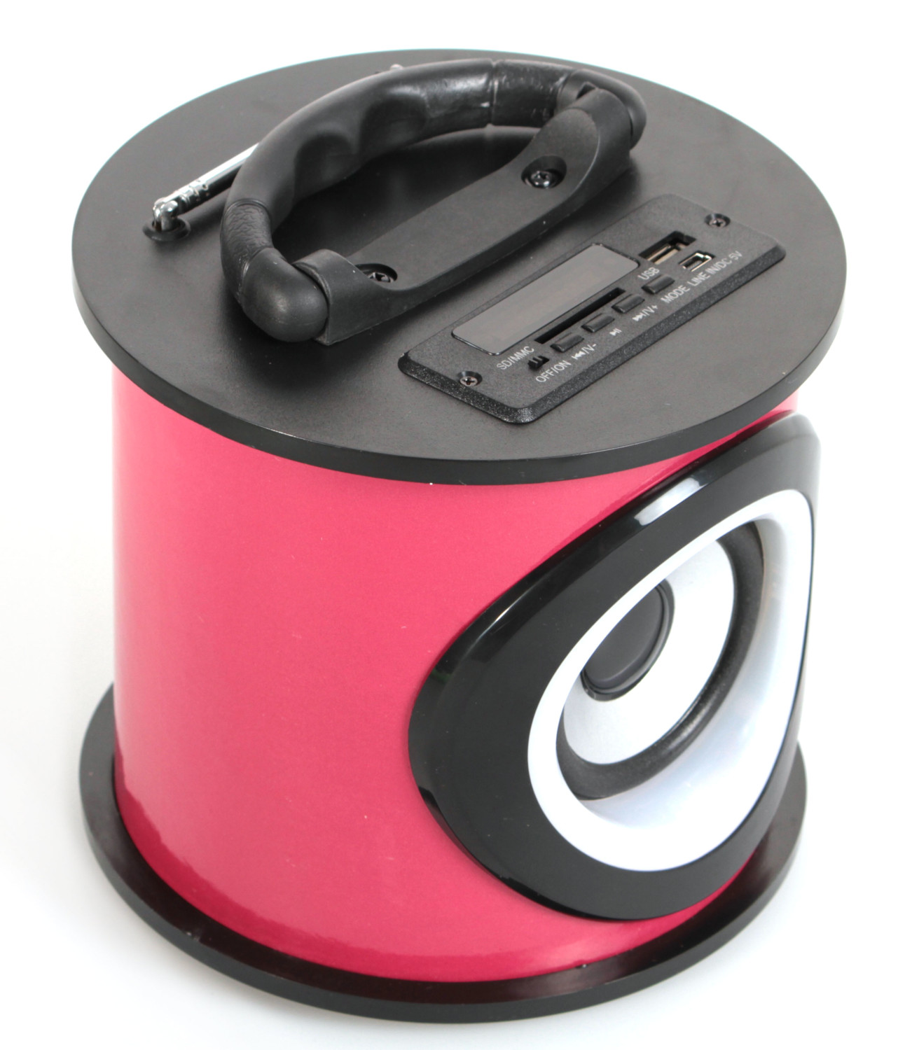 LECTEUR RADIO CD PORTABLE USB ROSE + SPEAKERS LUMINEUX