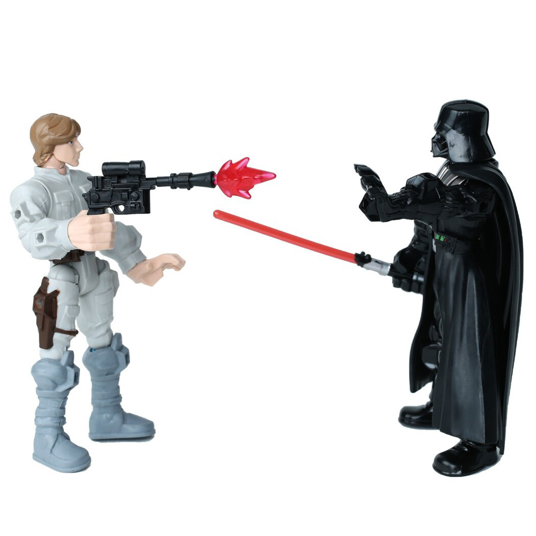Star Wars Hero Mashers: Luke Skywalker Contro Darth Vader - Figure 9 Punti Articolazione Con Accessori