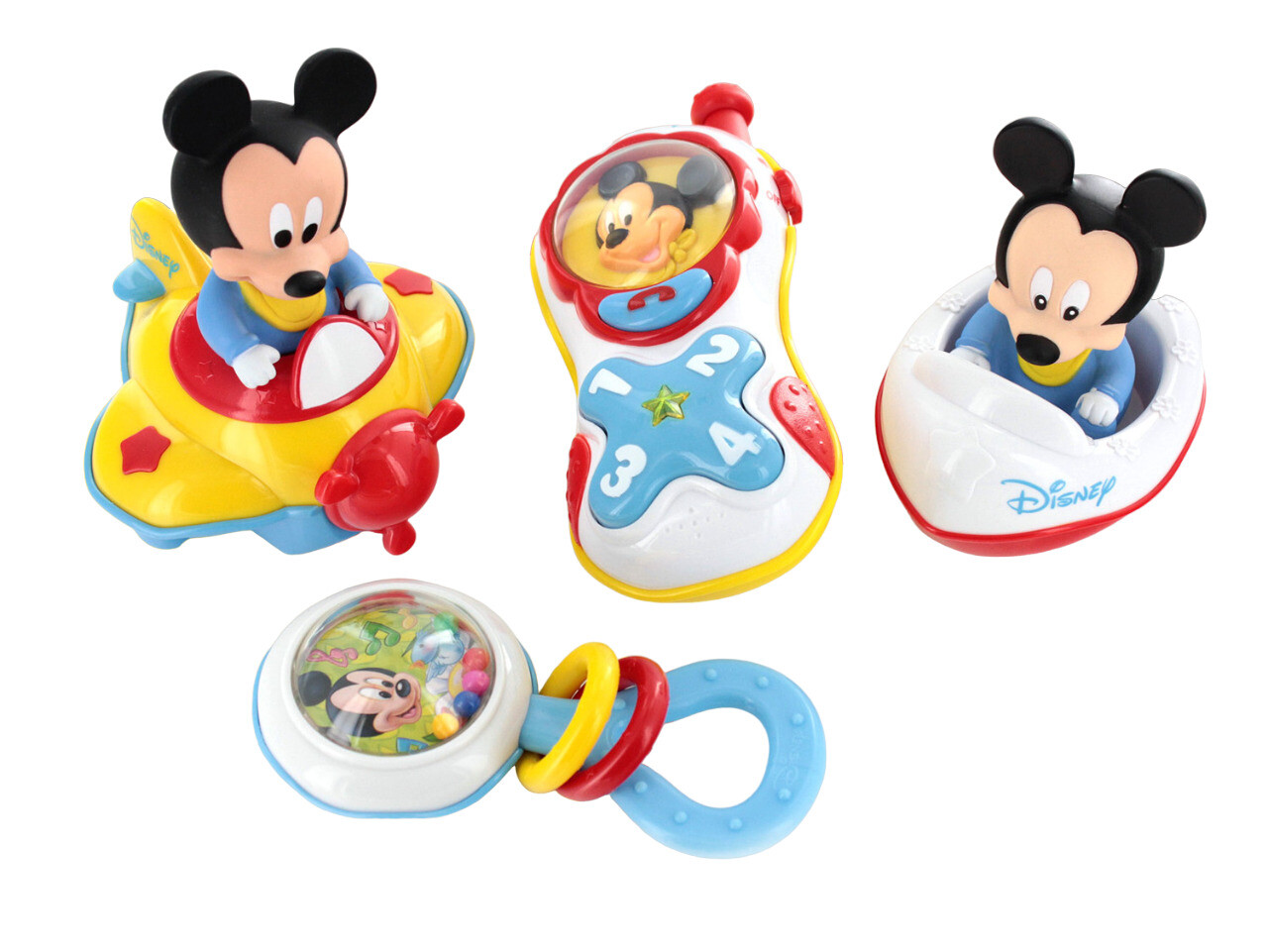 Pack de 4 Jouets d'Éveil Mickey Mouse pour bébés dès 6 mois