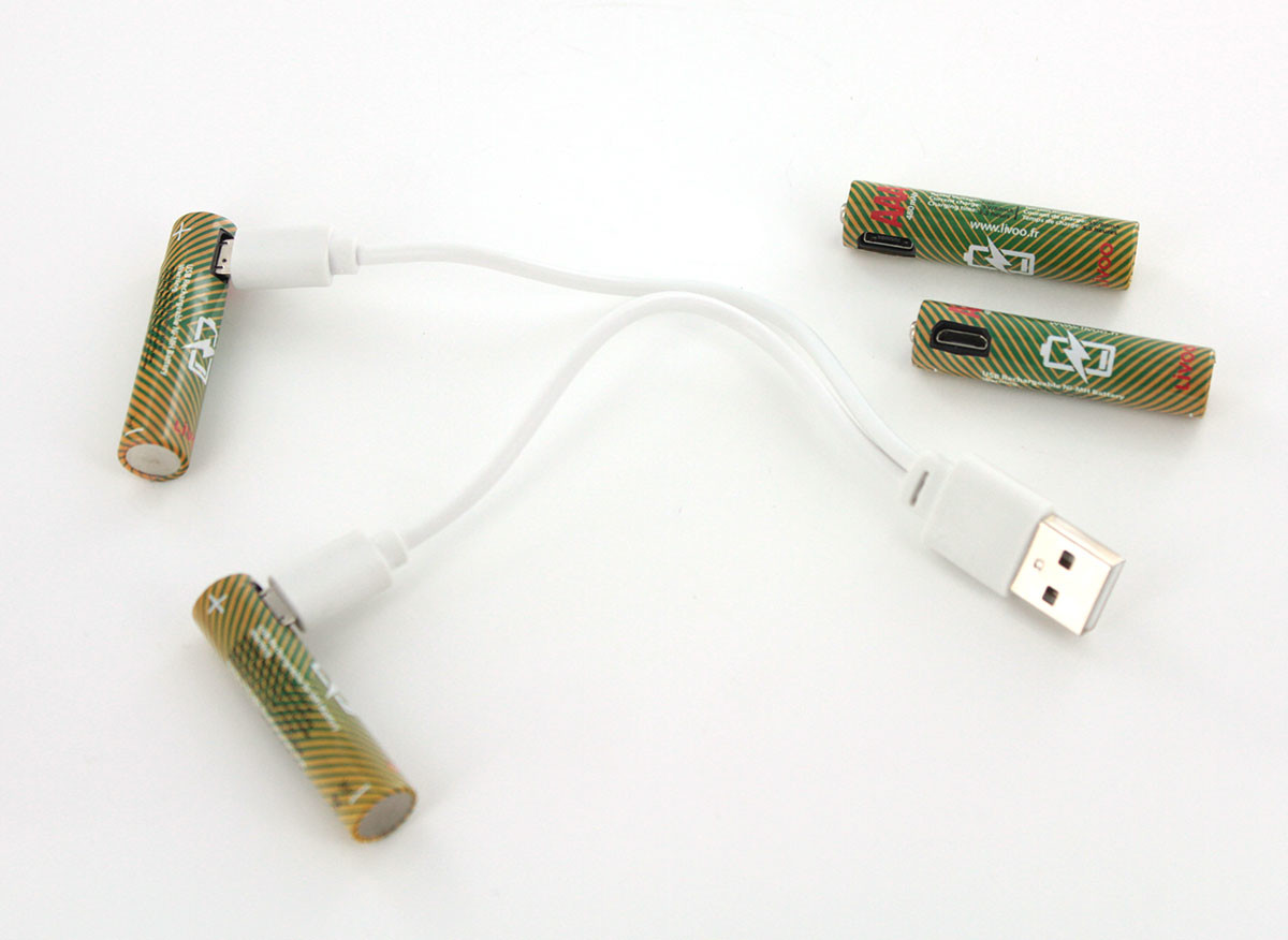 4 piles AA rechargeables par câble micro USB, Accus AAA / LR03