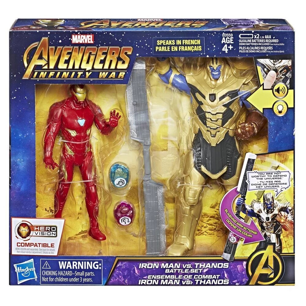 Marvel - Avengers Pack Figurines Thanos et Iron Man avec Gant