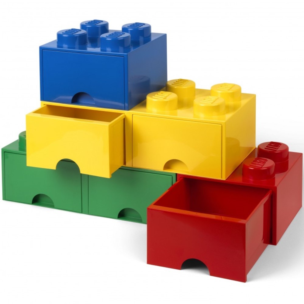 Brique de rangement Lego empilable avec 4 plots - Bleu