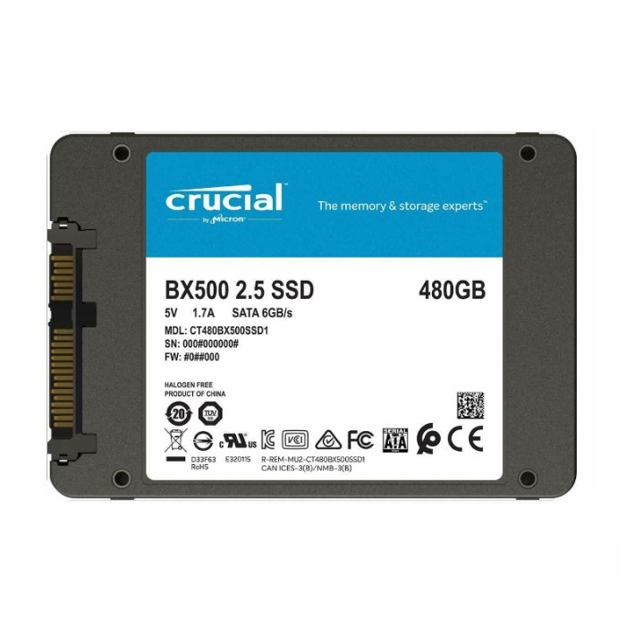 Crucial BX500 480Go ‎Noir Disque Dur Interne SSD 540 Mo/s (3D NAND, SATA  6.0 Gb/s, 2,5) Stockage Ordinateur PC Garantie 3 ans - Cdiscount  Informatique