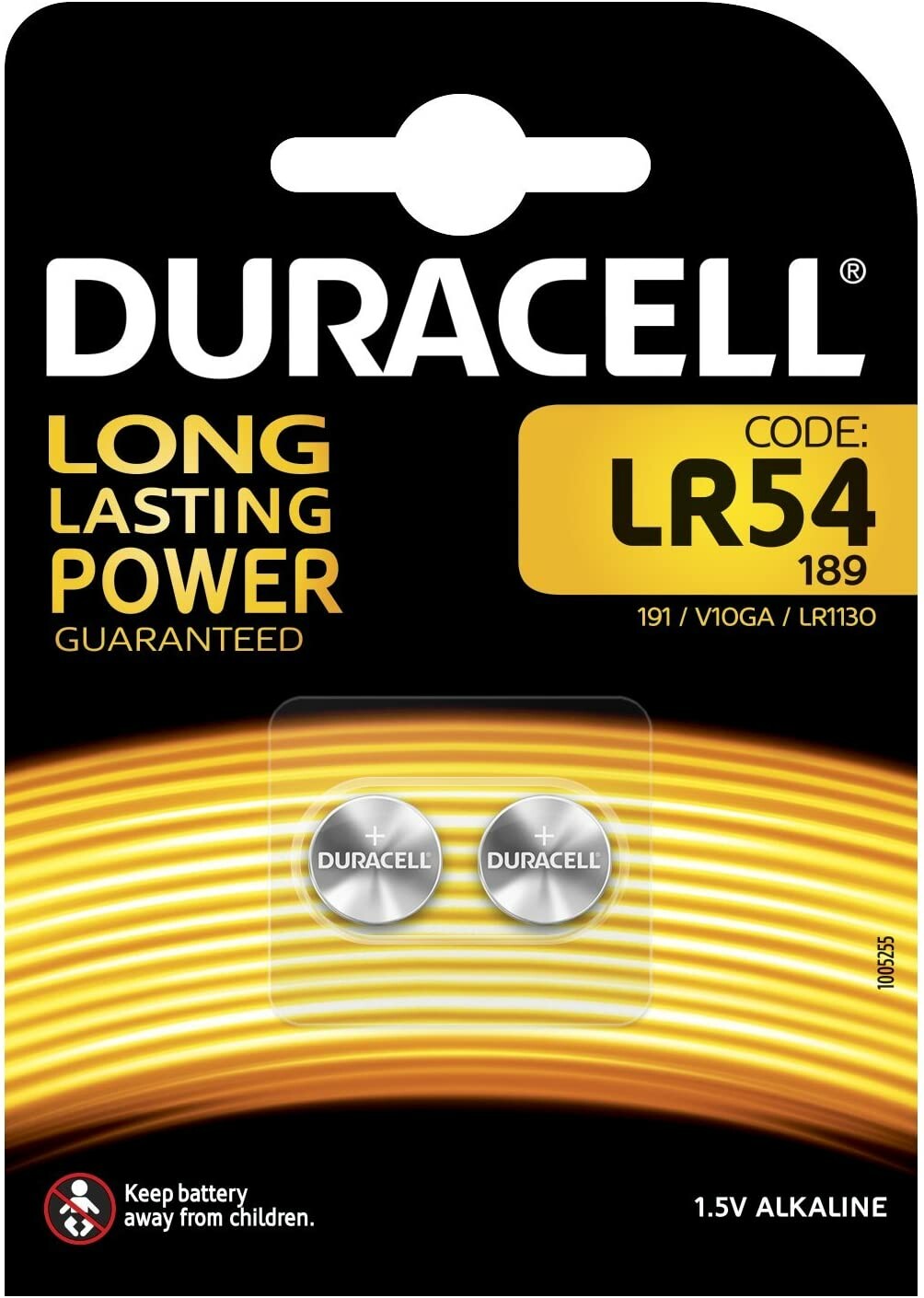 2 Piles Duracell 1,5 V LR54, Piles bouton