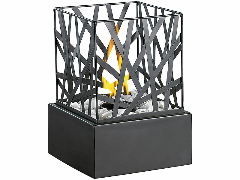 Lampe au bio-éthanol de table, design acier noir, sans odeur, Torches et  bougies classiques