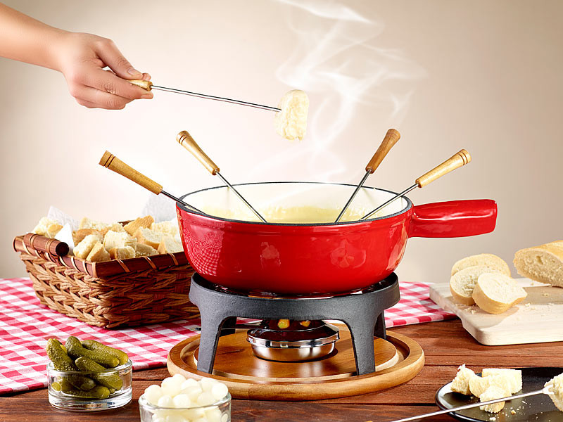 Service à fondue inox avec caquelon, réchaud & fourchettes pour 6 personnes  - 2698416018 - SPRING