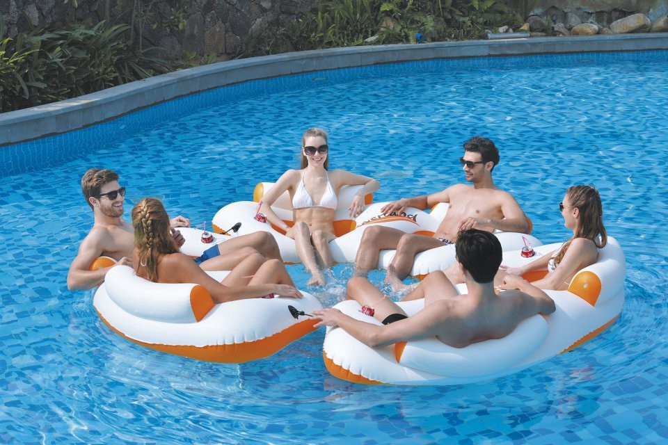 Fauteil gonflable de piscine pour 2 personnes, avec porte-gobelet
