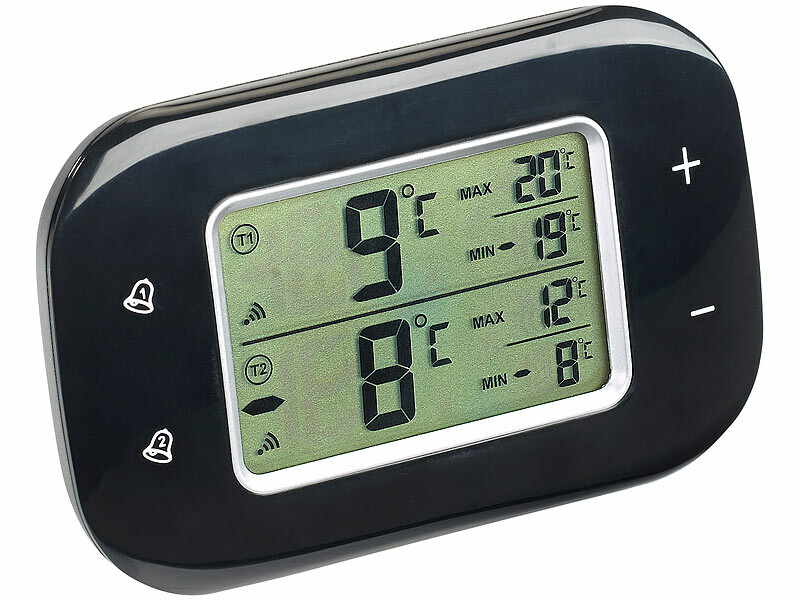 Thermomètre de Frigo Congelateur, Thermomètre Extérieur Thermomètre pour  Réfrigérateur avec 2 Capteurs sans Fil avec Alarme Sonore pour une