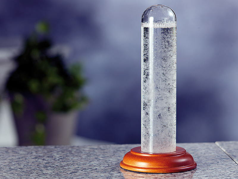 Baromètre type FitzRoy en verre et bois : Afficheur météo original