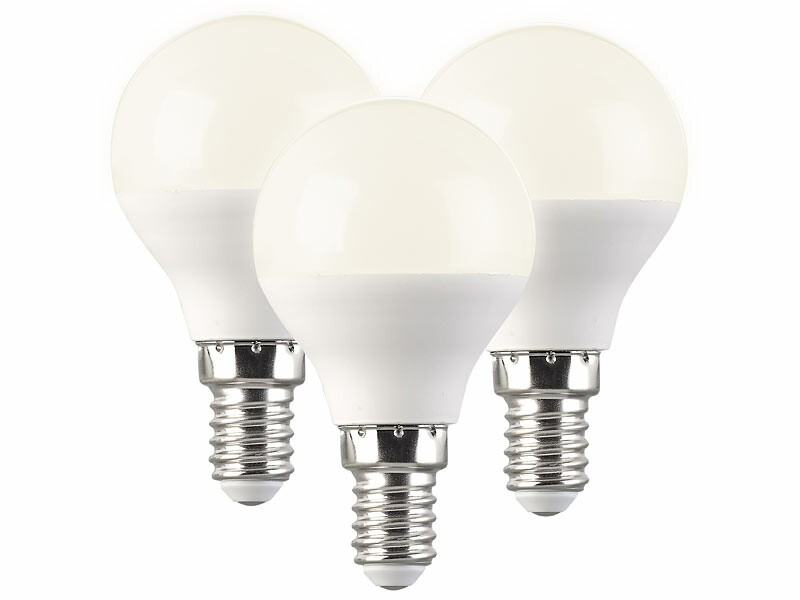 3 ampoules LED P45 E14 5 W 400 lm blanc chaud, LED SMD