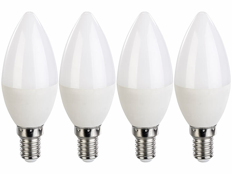 4 ampoules LED E14 bougie 6 W - 470 lm - Blanc chaud