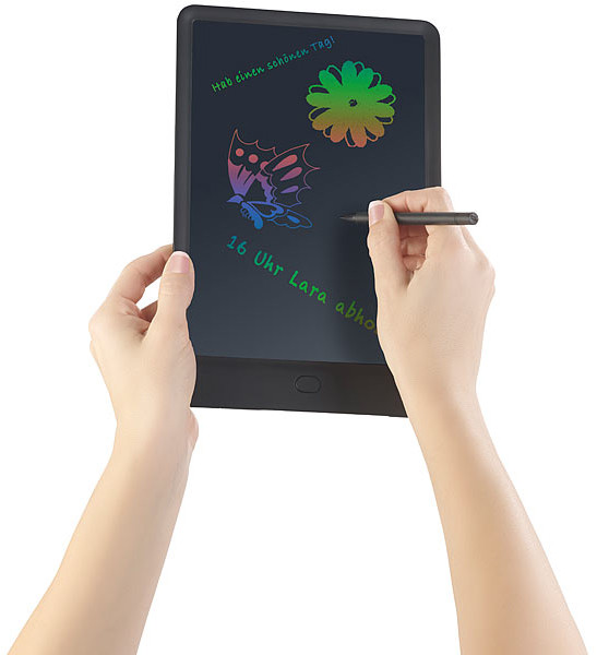 Bleu Ardoise Magique LCD Colorée 12 Pouces Tablette d'Ecriture Dessin Numerique sans Papier Effaçable avec Bouton 