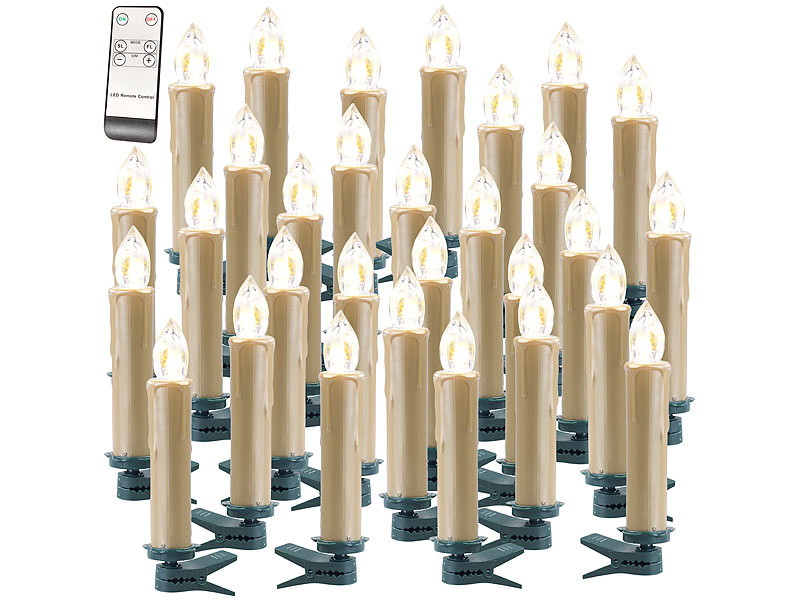 30 bougies LED sans fil avec télécommande XMS-35.r - Doré