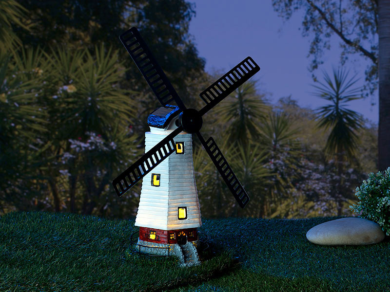 moulin à vent avec éclairage solaire type 13.1 rouge - Achat/Vente  decoration de jardin pas cher 