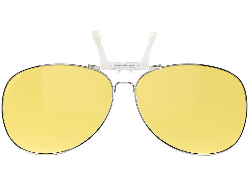 Grand clip lunettes de conduite de nuit surlunettes polarisees jaunes Kyk