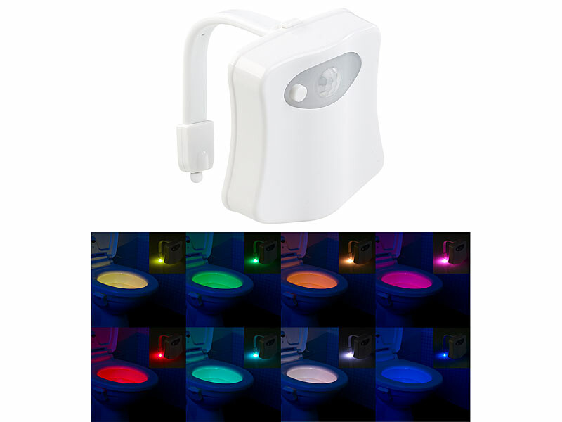 Lampe de Toilette, Veilleuse LED pour WC Salle de Bain Capteur Détecteur  PIR 8 Changement de Couleurs Éclairage (seulement s'active dans  l'obscurité) [Classe énergétique A]