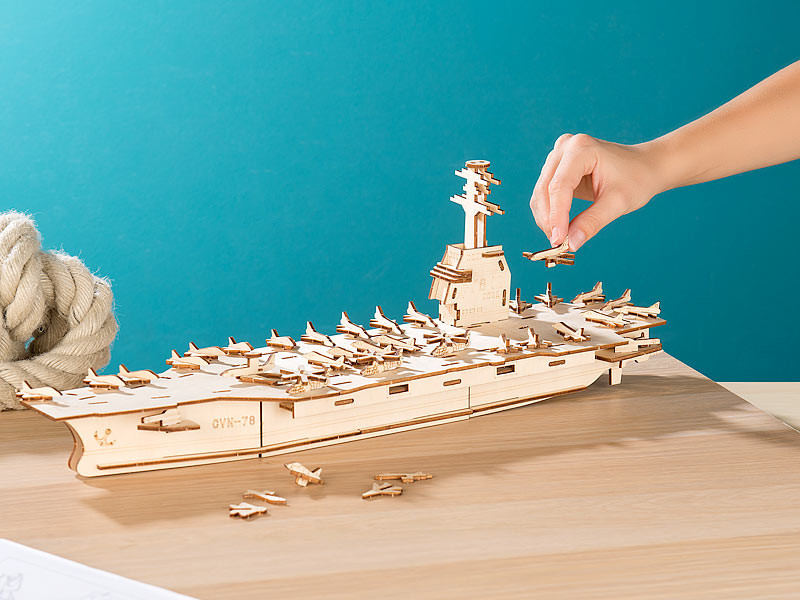 Maquettes 3D en bois : porte-avions - 117 pièces, Maquettes et puzzles