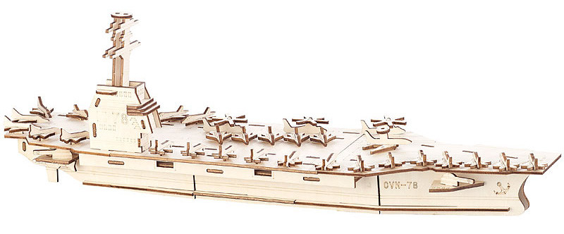 Maquettes 3D en bois : porte-avions - 117 pièces, Maquettes et puzzles