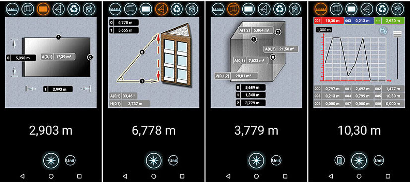 Télémètre laser jusqu'à 60m avec App iOS et Bluetooth pour calculs, Mesure  / Découpe
