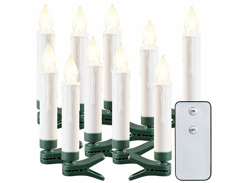 Bougies LED pour le sapin de Noël, 10 bougies à piles, avec télécommande