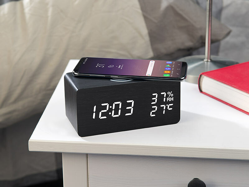Réveil chargeur sans fil publicitaire avec impression LED et pantone