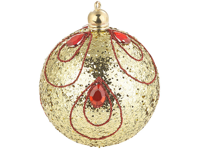 Boules De Noël Rouges à Paillettes En Forme De Pomme De Pin - Lot De 10, Décoration Sapin élégante