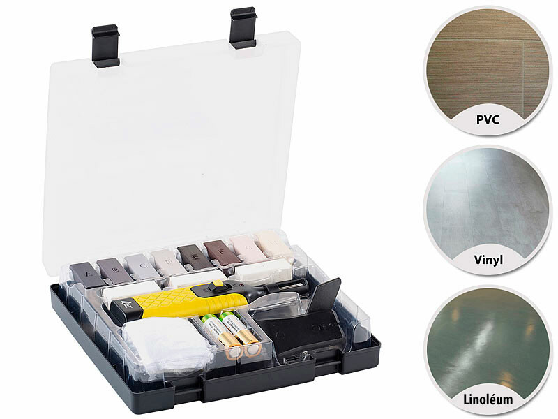 Kit de réparation pour sols plastiques style lino avec 11 couleurs, Peinture / Sols