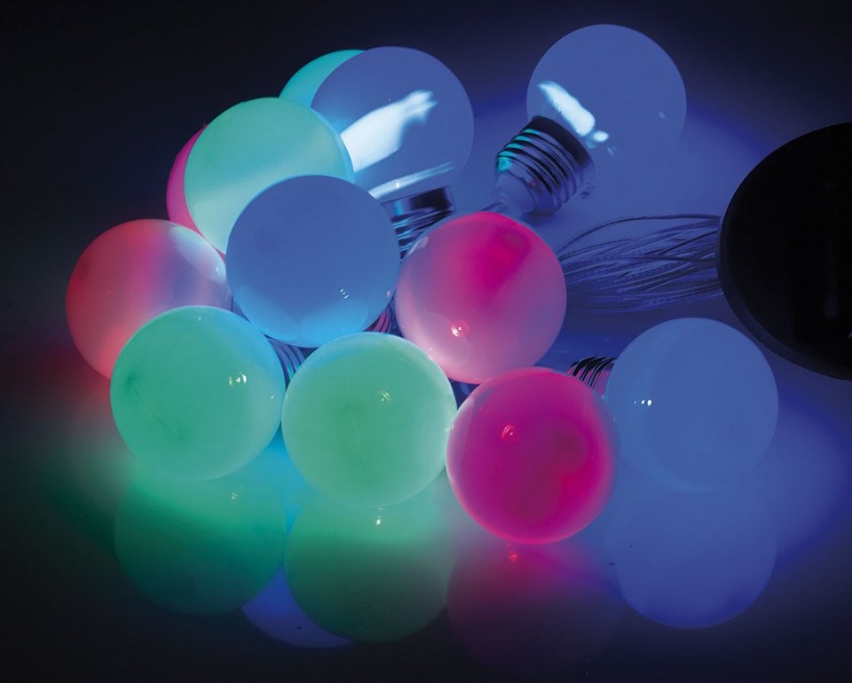 Guirlande solaire extérieure 12 ampoules LED multicolores - 5m