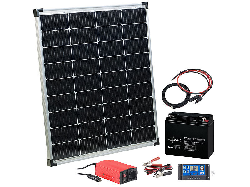 Panneau solaire 110 W avec batterie, régulateur et convertisseur
