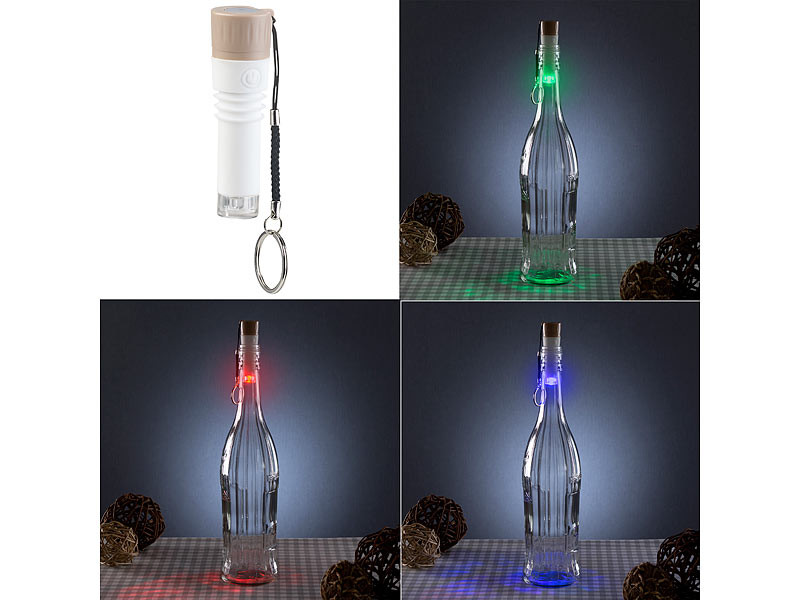 Bouchons de bouteille LED, set de 10, blanc chaud/multicolore