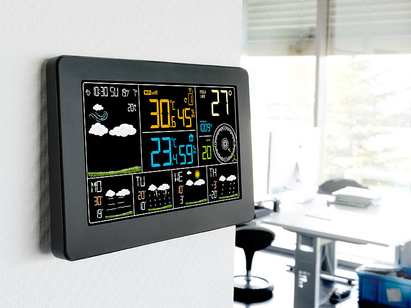 Station météo connectée avec écran couleur et capteur extérieur FWS-810  [Infactory] : : Jardin