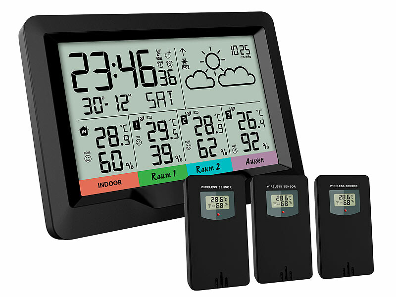 Station Météo Intérieur/extérieur Sans Fil - Écran Couleur LCD, Prévisions Et Jusqu'à 3 Capteurs