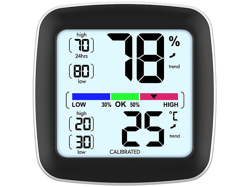 Thermomètre Hygromètre Intérieur avec grand écran LCD, Thermomètre  D'ambiance Moniteur de Température et Humidimètre, Numérique jauge  D'humidité et de