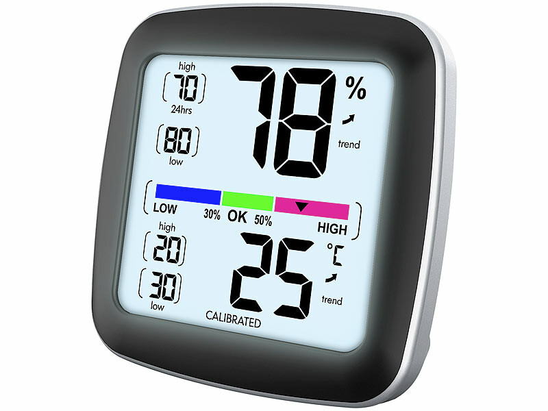 Thermomètre hygromètre intérieur numérique de haute précision, moniteur de  température et hygromètre, indicateur de confort thermo-hygromètre avec  rétro-éclairage, horloge et fonction /