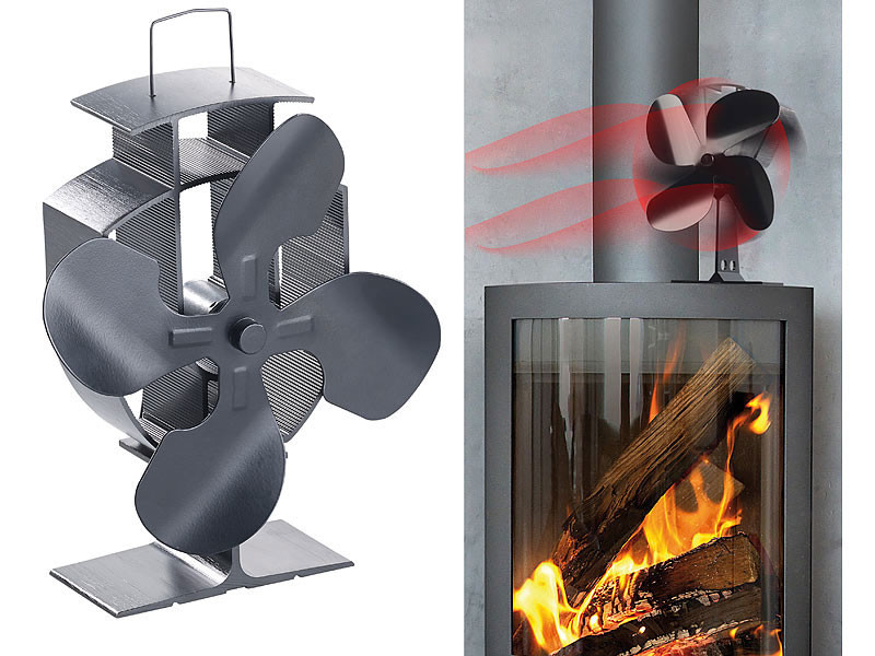 Ventilateur-répartiteur thermoélectrique pour poêle, 4 pales, 60 - 350 °C, Accessoires de chauffage