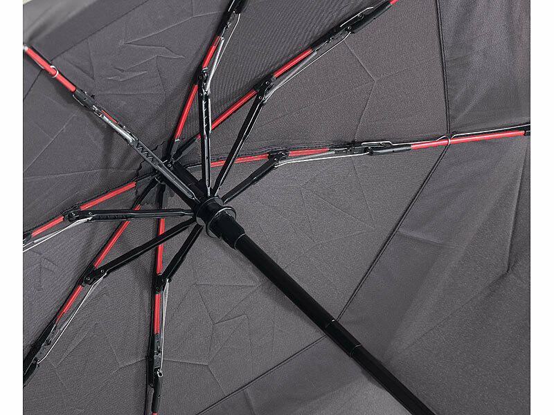 Parapluie Inversé Anti retournement Résistant Au Vent manche C noir rouge