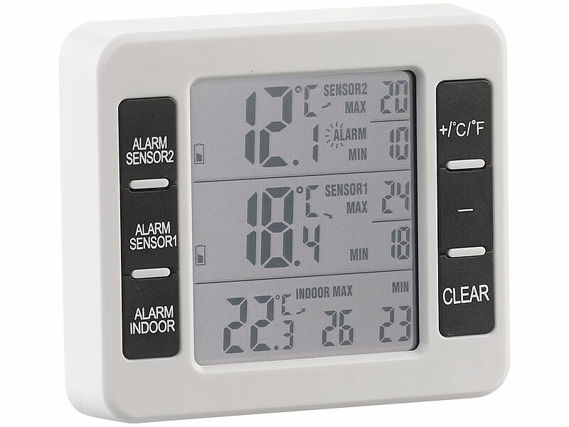 Thermomètre pour réfrigérateur et congélateur avec 2 capteurs sans fil, Thermomètres / Baromètres