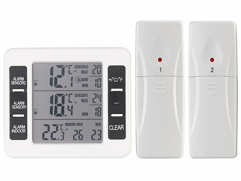 Thermomètre pour réfrigérateur et congélateur avec 2 capteurs sans
