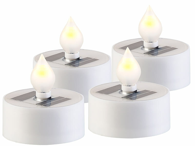 4 bougies plates à LED avec chargeur solaire et capteur de luminosité, Bougeoirs et bougies à LED