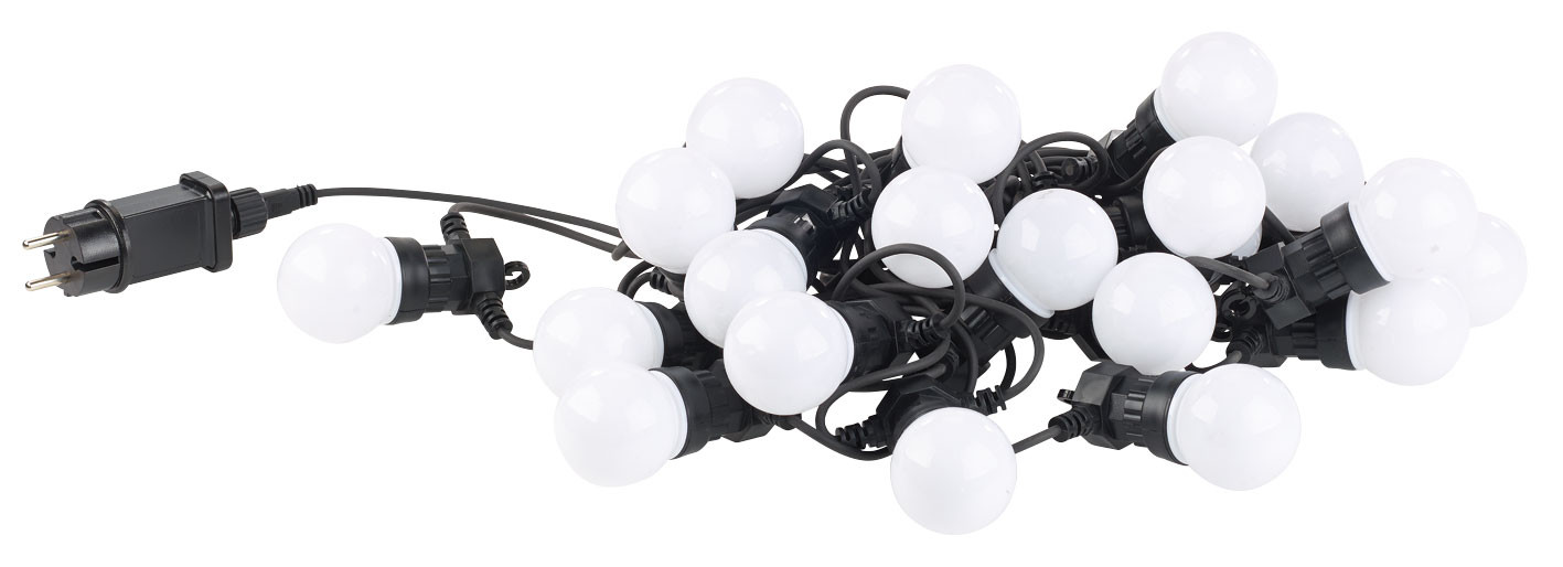 Guirlande guinguette 4,75 m 20 ampoules LED 1W - Blanc chaud - Lunartec