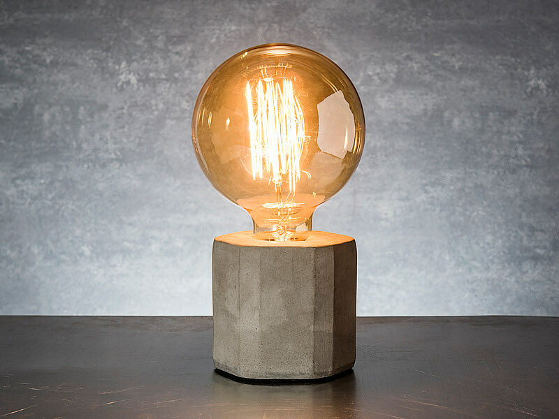 Lampe à poser Atlas - Pied conique - Béton - Culot E27 - DeliTech® -  Decoreno