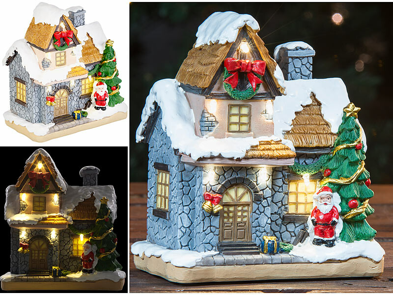 Maisonnette du Père Noël lumineuse : décoration LED de Noël, Décorations  lumineuses