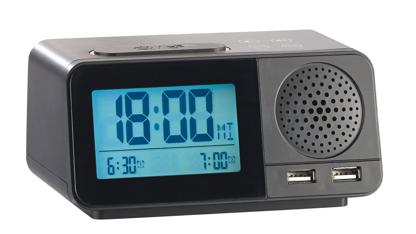 Radio Réveil avec Double Alarmes, Réveil Numérique avec 2 Ports de  Chargement USB, 0-100% Dimmable,Minuterie de Sommeil FM, 6 Sonneries,  Volume Réglable, Thermomètre Intérieur, Snooze Fonction（Blanc） : :  High-Tech