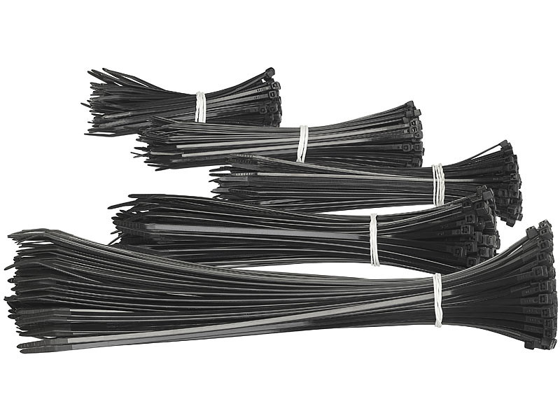 Collier de serrage AGT : 100 colliers de serrage réutilisables, coloris  noir - 300 x 7,6 mm