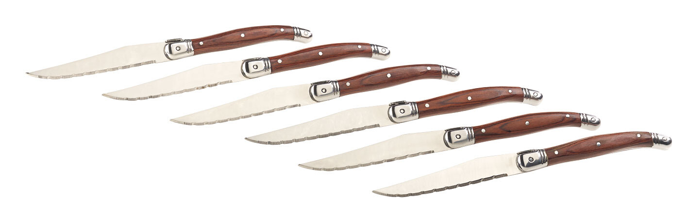 Pack de 6 couteaux Laguiole authentiques avec manche en Pakka, Coutellerie