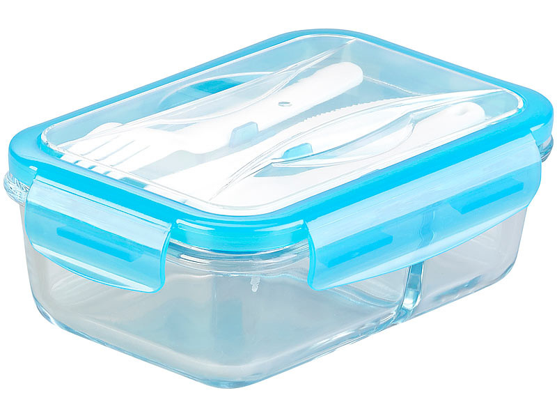 Boîte Lunchbox En Verre Avec Couverts En Plastique 1,2l