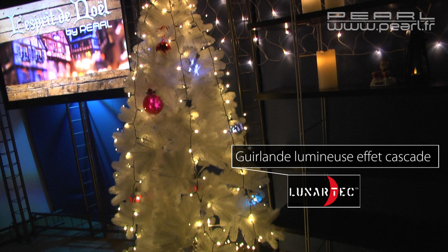 Rideau de lumières de Noël Holiday Living pour intérieur/extérieur à 300  DEL blanc chaud XLW77786FOB
