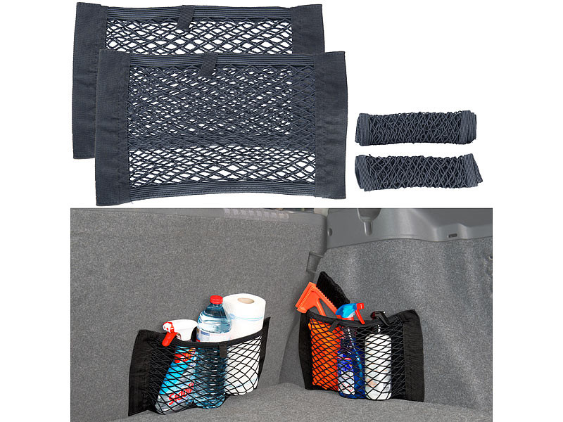 Pack of 2 universal luggage nets for car trunk, 25 x 40 cm